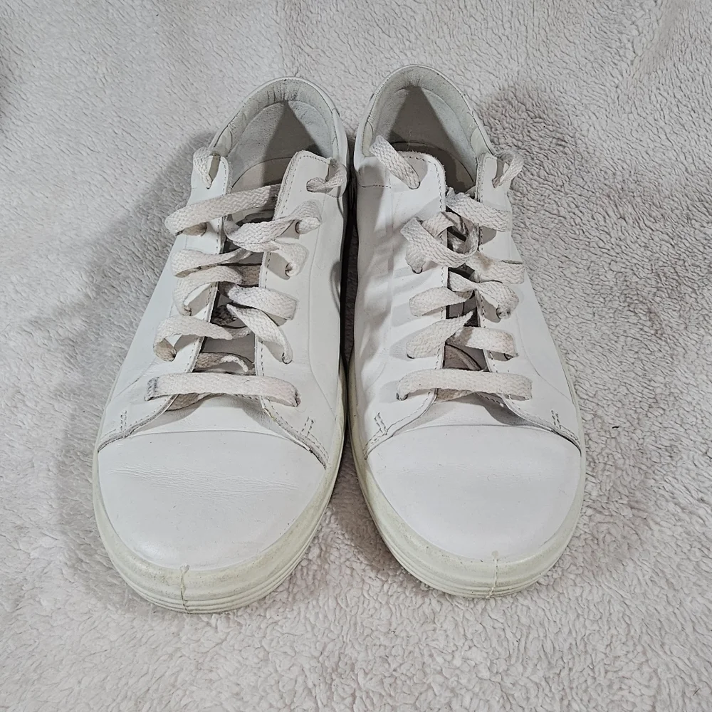 ECCO SOFT WHITE LEATHER SNEAKERS SIZS 10/10.5